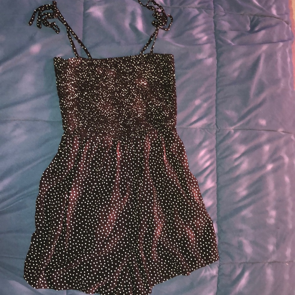 forever 21 black and white spotted romper